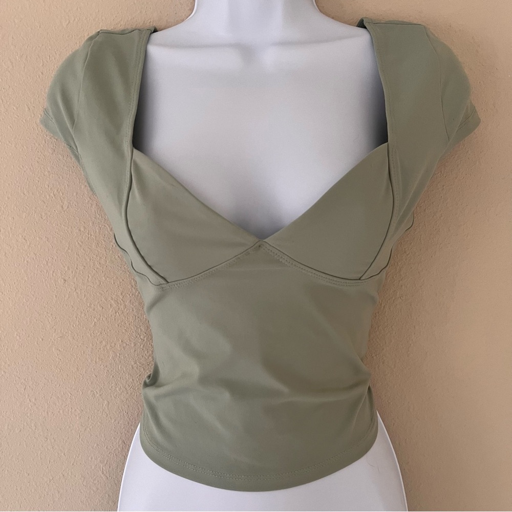 Trendy Queen Corset Crop Top Medium Green Sweetheart Fairy Soft Girl Regency